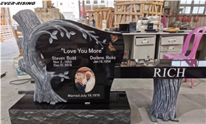 Shangxi Black Granite Tree Style Tombstone,Tree Headstone